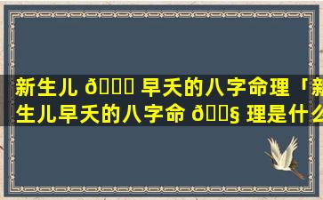 新生儿 🐟 早夭的八字命理「新生儿早夭的八字命 🐧 理是什么」